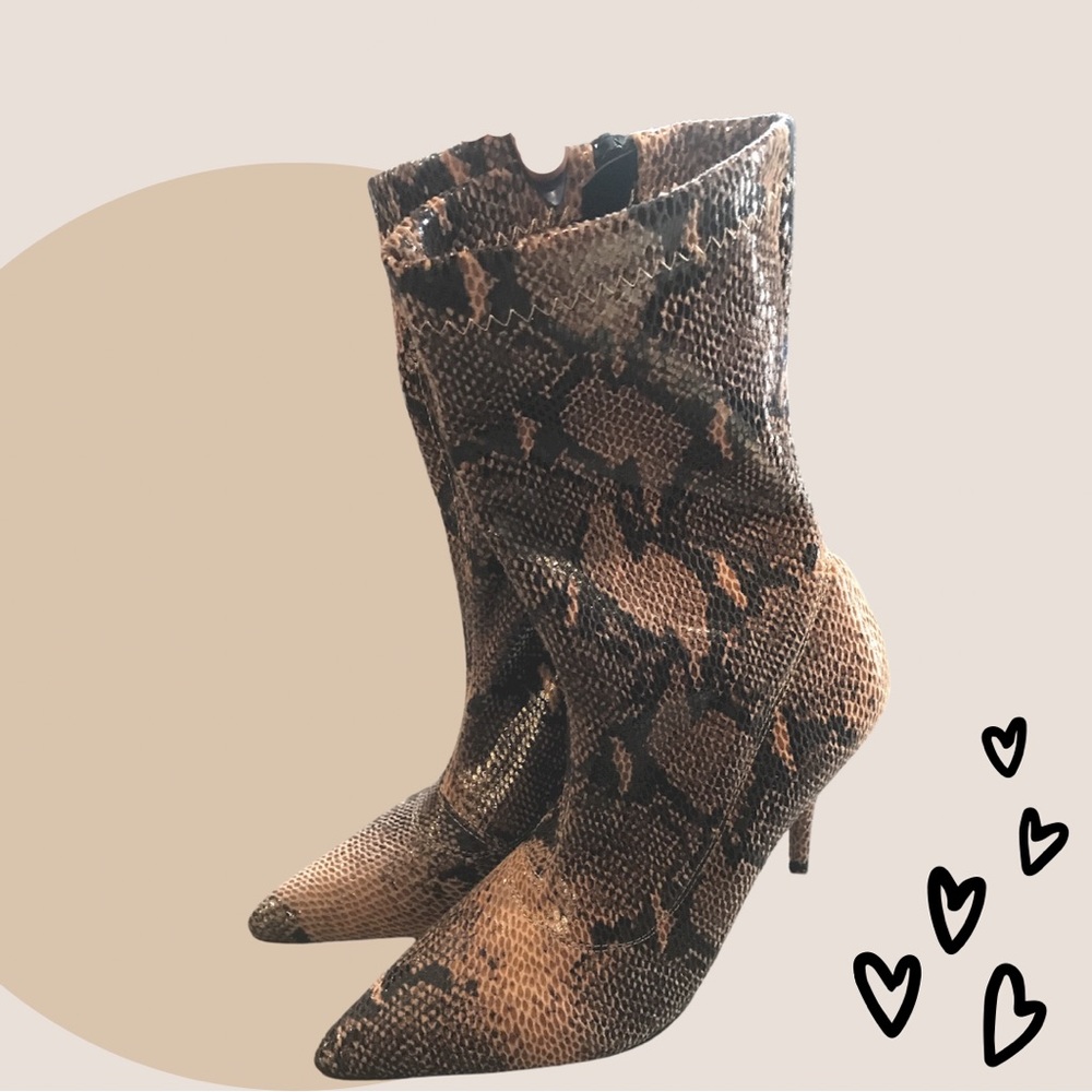 Sexy Heeled Snakeskin Leather Sock Boots